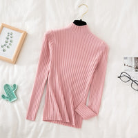 Croysier Pullover Ribbed Knitted Sweater Autumn Winter Clothes Women 2020 High Neck Long Sleeve Slim Basic Woman Sweaters Tops