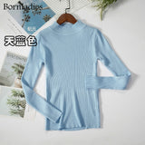 Bornladies Autumn Winter Basic Turtleneck Knitting Bottoming Warm Sweaters 2021 Women&#39;s Pullovers Solid Minimalist Cheap Tops