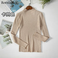 Bornladies Autumn Winter Basic Turtleneck Knitting Bottoming Warm Sweaters 2021 Women&#39;s Pullovers Solid Minimalist Cheap Tops