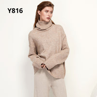 Aachoae Autumn Winter Women Knitted Turtleneck Wool Sweaters 2021 Casual Basic Pullover Jumper Batwing Long Sleeve Loose Tops