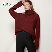 Aachoae Autumn Winter Women Knitted Turtleneck Wool Sweaters 2021 Casual Basic Pullover Jumper Batwing Long Sleeve Loose Tops