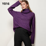 Aachoae Autumn Winter Women Knitted Turtleneck Wool Sweaters 2021 Casual Basic Pullover Jumper Batwing Long Sleeve Loose Tops