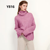 Aachoae Autumn Winter Women Knitted Turtleneck Wool Sweaters 2021 Casual Basic Pullover Jumper Batwing Long Sleeve Loose Tops