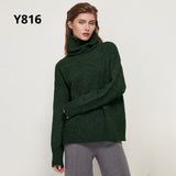 Aachoae Autumn Winter Women Knitted Turtleneck Wool Sweaters 2021 Casual Basic Pullover Jumper Batwing Long Sleeve Loose Tops