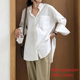 Celmia White Shirt 2021 Autumn Tunics Women Fashion Long Sleeve Blouse Lapel Casual Solid Button Asymmetrical Tops Party Blusas