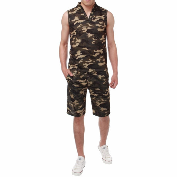 2018 New Arrival Men Sets Summer Army Camouflage Tank Top Casual Slim Tops Unisex Sleeveless Outwear Plus Size S-3XL