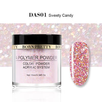 BORN PRETTY Pink Glitter Acrylic Powder Builder Nail Art Decorations Sequins Polymer Powder Tip Extension Nail Art Manicure