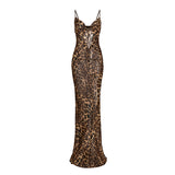 Glamaker Leopard print women maxi dress Bodycon winter v neck sexy dress Female slim party fitness long dress robe vestidos 2018