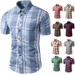 Fashion Mens Casual Plaid Short Sleeve Summer / Spring Shirt Stylish Slim Fit Casual