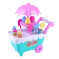 Girls Pretend Play Simulation Ice Cream Carts Mini Detachable Candy Shop Model Building Toys for Children Experiencing Shopping